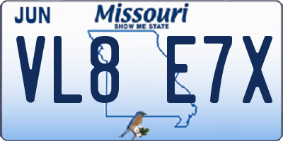 MO license plate VL8E7X