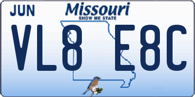MO license plate VL8E8C