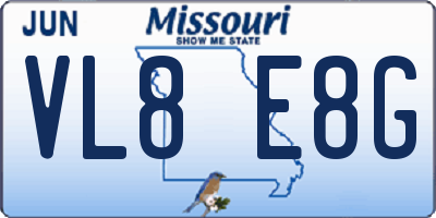MO license plate VL8E8G