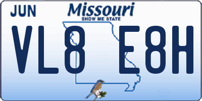 MO license plate VL8E8H