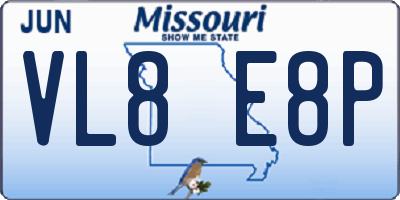 MO license plate VL8E8P