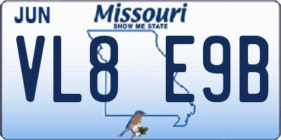 MO license plate VL8E9B