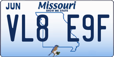 MO license plate VL8E9F