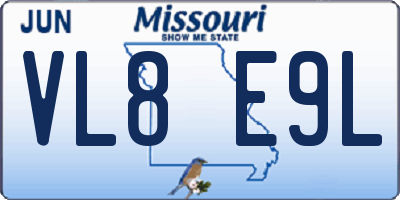 MO license plate VL8E9L