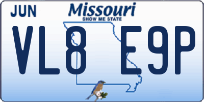 MO license plate VL8E9P