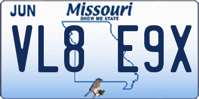 MO license plate VL8E9X