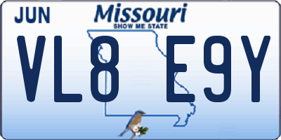 MO license plate VL8E9Y