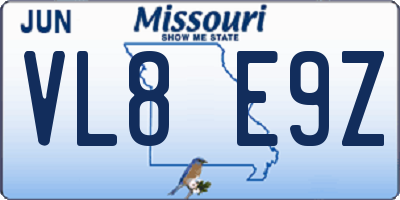 MO license plate VL8E9Z