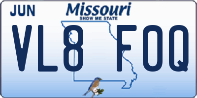 MO license plate VL8F0Q