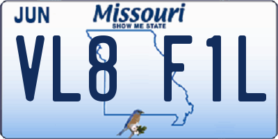 MO license plate VL8F1L