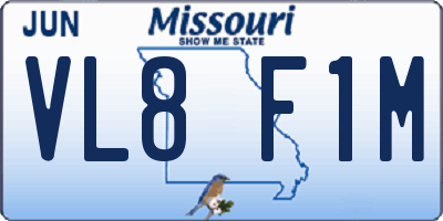 MO license plate VL8F1M