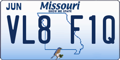 MO license plate VL8F1Q