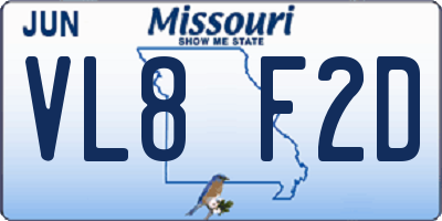 MO license plate VL8F2D