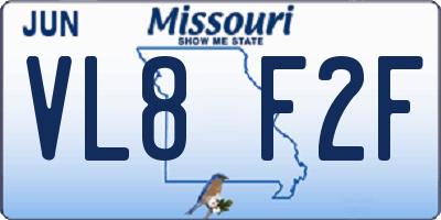 MO license plate VL8F2F