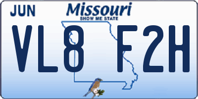MO license plate VL8F2H