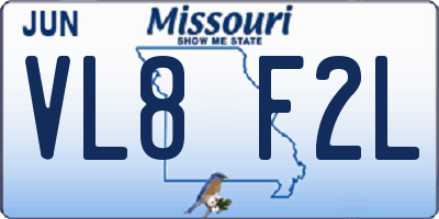 MO license plate VL8F2L