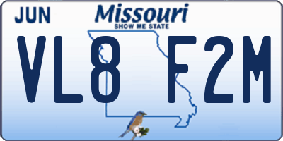 MO license plate VL8F2M