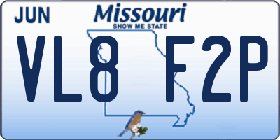 MO license plate VL8F2P