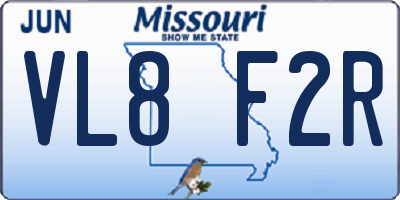 MO license plate VL8F2R