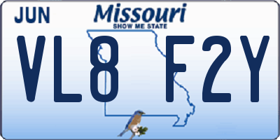 MO license plate VL8F2Y