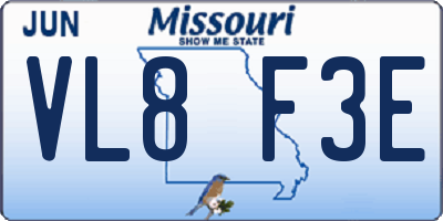MO license plate VL8F3E