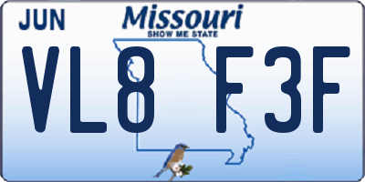 MO license plate VL8F3F