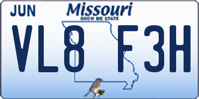 MO license plate VL8F3H