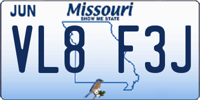 MO license plate VL8F3J