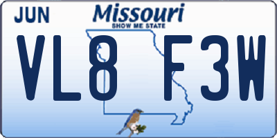 MO license plate VL8F3W