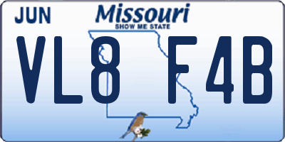 MO license plate VL8F4B