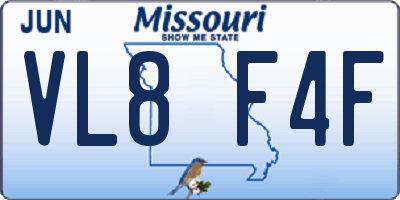 MO license plate VL8F4F