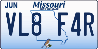 MO license plate VL8F4R