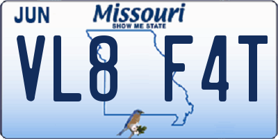 MO license plate VL8F4T