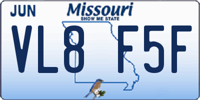 MO license plate VL8F5F