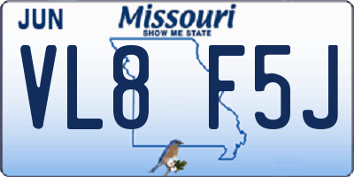 MO license plate VL8F5J