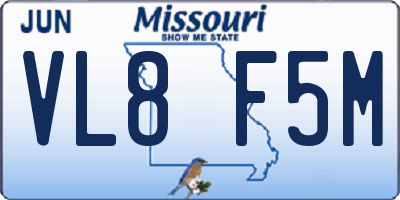 MO license plate VL8F5M