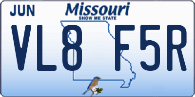 MO license plate VL8F5R