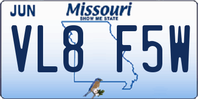 MO license plate VL8F5W