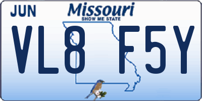 MO license plate VL8F5Y