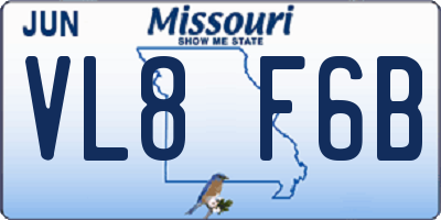 MO license plate VL8F6B