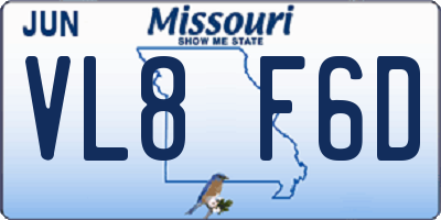 MO license plate VL8F6D