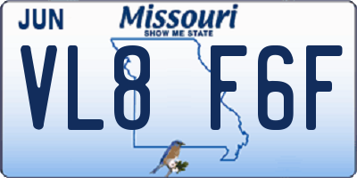 MO license plate VL8F6F