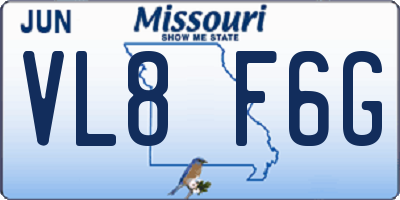 MO license plate VL8F6G
