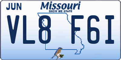 MO license plate VL8F6I