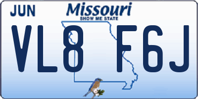 MO license plate VL8F6J