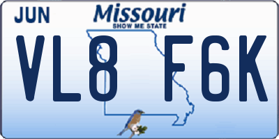 MO license plate VL8F6K