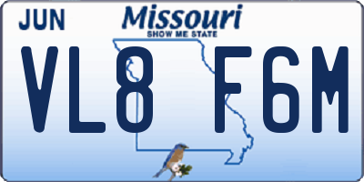 MO license plate VL8F6M