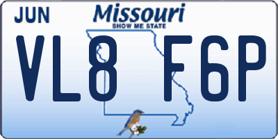 MO license plate VL8F6P
