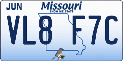 MO license plate VL8F7C