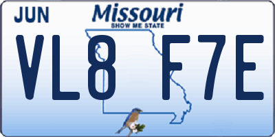 MO license plate VL8F7E